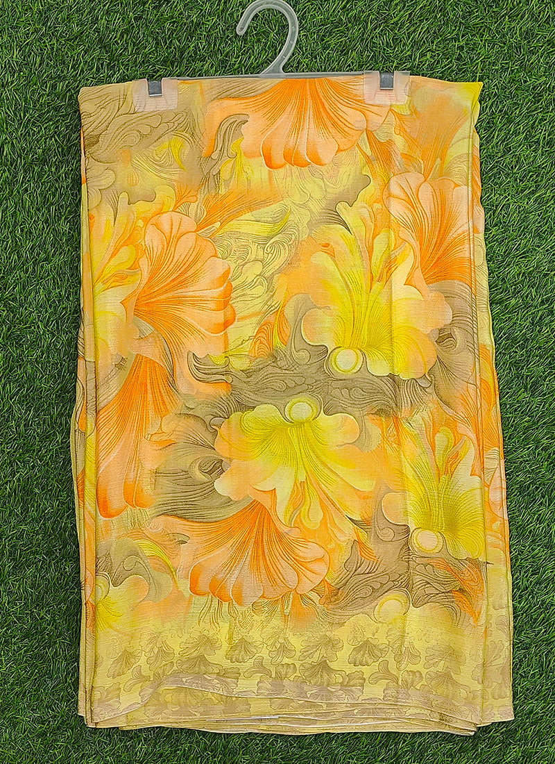 Siri Sarees Latest Floral Print Crepe Silk Saree with Blouse