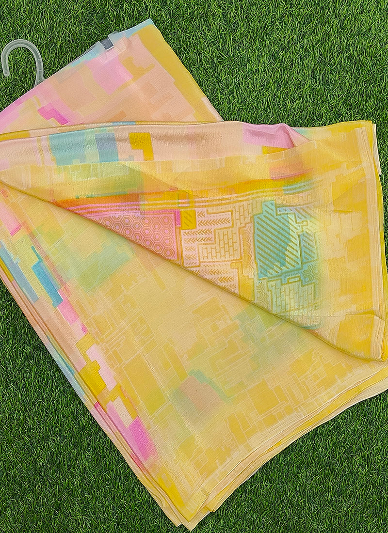 Siri Sarees Latest Abstract Print Crepe Silk Saree with Blouse