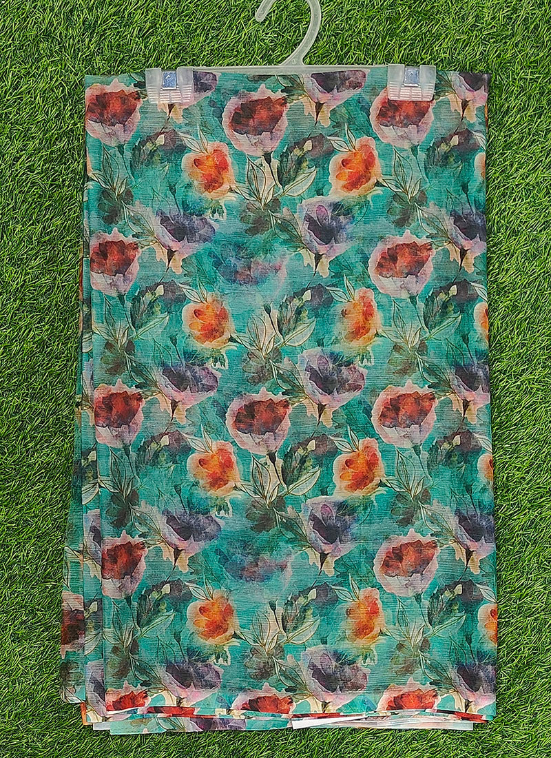 Beautiful Digital Print Floral Chiffon Saree