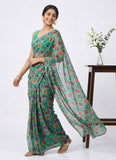 Beautiful Digital Print Floral Chiffon Saree