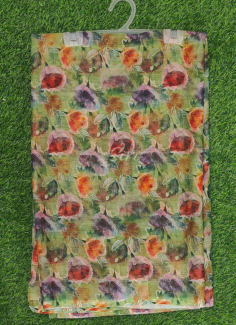 Beautiful Digital Print Floral Chiffon Saree