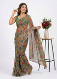 Beautiful Digital Print Floral Chiffon Saree