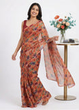 Beautiful Digital Print Floral Chiffon Saree