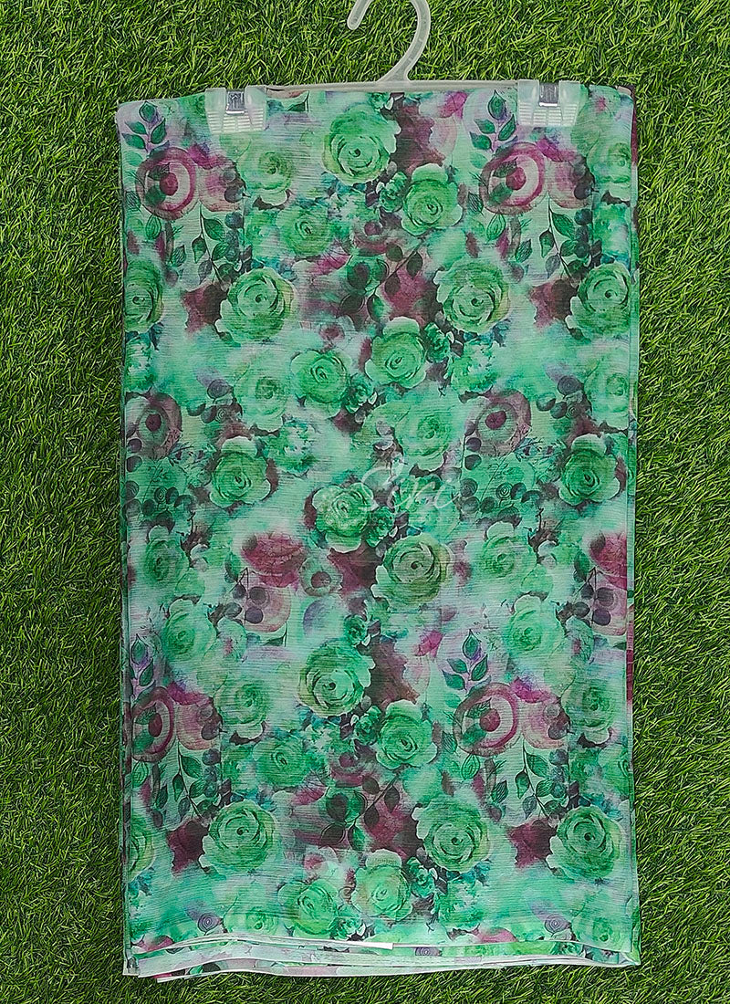 Beautiful Digital Print Floral Chiffon Saree