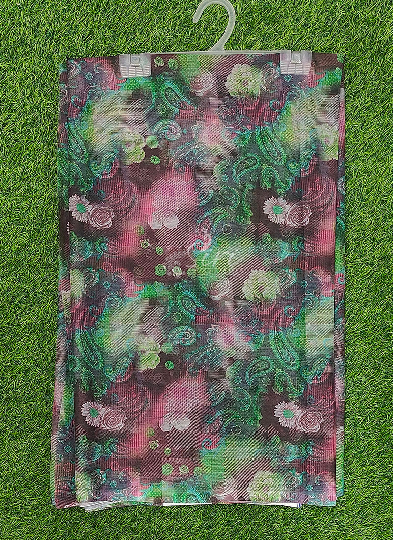 Beautiful Digital Print Floral Chiffon Saree