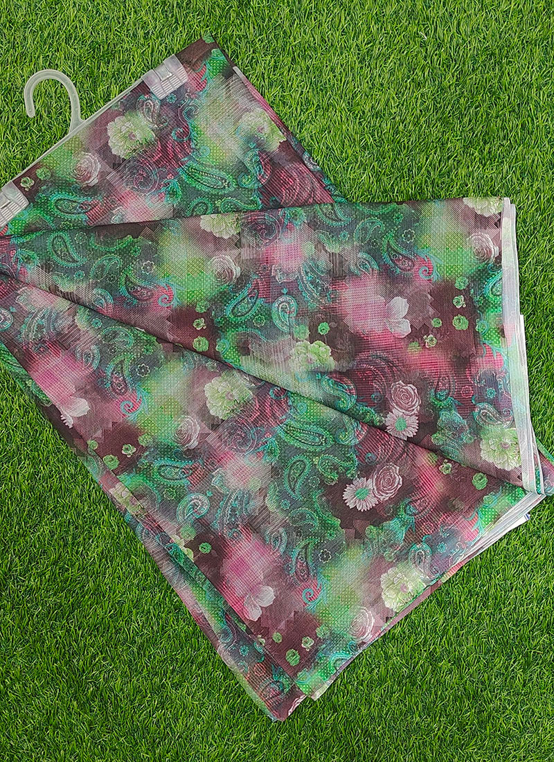 Beautiful Digital Print Floral Chiffon Saree