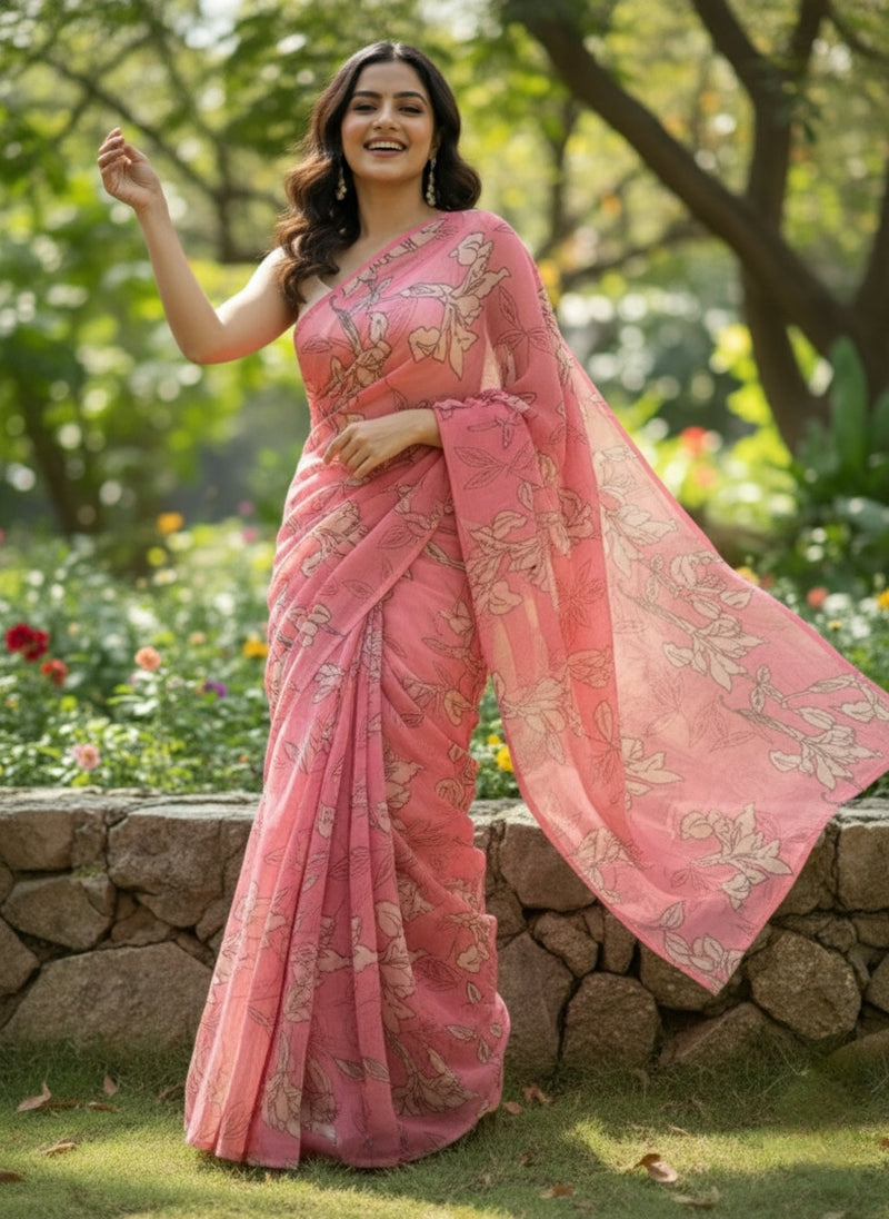 Lovely Digital Print Soft Siri Chiffon Saree